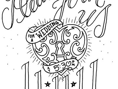 Rain Invite illustration lettering tattoo wedding