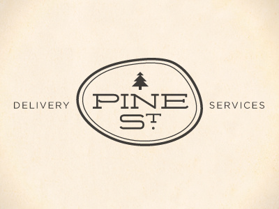 Pine Street Logo, Option C bark evergreen pine serif tree trunk wood