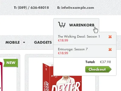 E-Commerce Theme Header cart checkout ecommerce product shop store ui web