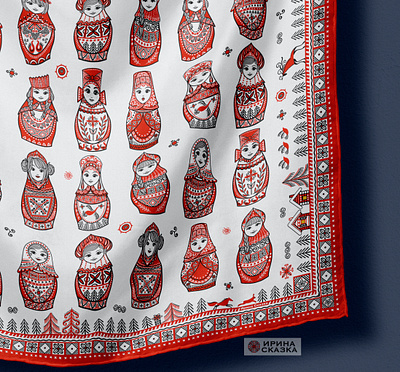 MATRYOSHKA DOLLS branding design folk art illustration ornament packaging summer style textile design