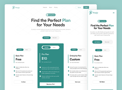 Profyl.ai Pricing Page agency design illustration landingpage