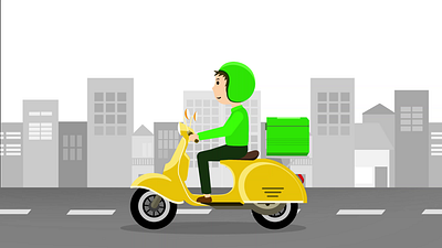 A courier is delivering a package with a vespa 2d background animation character courier delivery driver express illustration motion graphics motorcycle order parcel scooter shipment shipping vespa