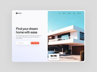 Hero section for a real estate landing page design ui web design webs