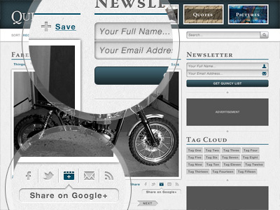 Quincy List - Page Details blog button input newsletter save share tags tool tip website