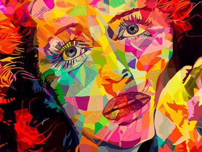 Bette abstract actress alessandro pautasso bette colors davis hollywood illustration kaneda kaneda99 portrait