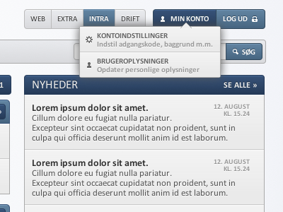 Intranet Dropdown blue dropdown interface intranet