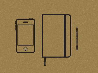 Pockets illustration iphone moleskin pencil