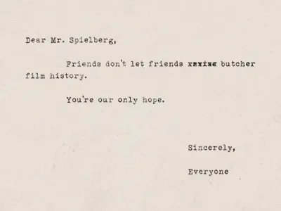Dear Mr. Spielberg typography