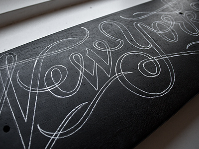 NY skateboard (outlines) analog coffee made me do it new york outlines script simon ålander skateboard typography