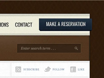 Header Transition button elegant icons popout search social media texture