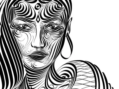 Calligraphy Illustration asia calligraphy dark design flyer girl illustration india ivan manolov