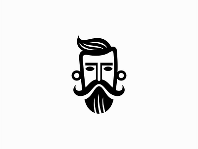 Bearded Man Logo barber beard branding character design entertainment fashion hipster illustration logo man mark media playful portrait simple vector