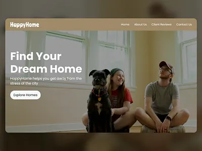 HappyHome Real Estate Web Design clean layout client reviews section dream home home search platform house finder interactive website intuitive navigation minimalist design modern interface online property search property listings real estate real estate website responsive design ui ux design user friendly ux design visual storytelling web design website