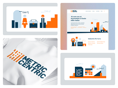 Website Design for Metric Centric branding design graph illustration landing page metric minimal orange ui web design website white