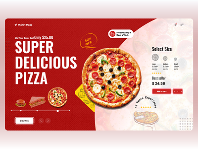 Planet Pizza - Landing Page brand identity branding lan landing page pizza restaurant shop ui uiux ux visual identity website