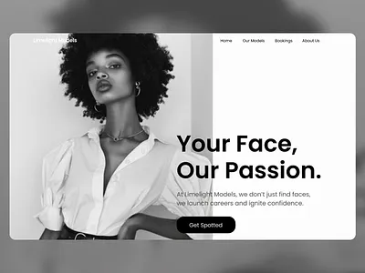 Limelight Models Agency Website Design agency empowering design fashion fashion website model spotlight modeling modeling agency modern uiux personal branding platform talent discovery ui design user interface ux design ux ui web design web layout website website design