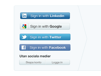 Sign in with social media buttons facebook google linkedin media sign in social twitter