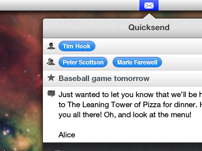 QuickSend app apple mail application email gmail lightweight lion mac mail menubar os osx quick send