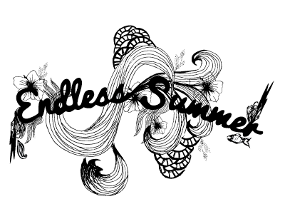 Surf illustration doodle hand drawn illustration logo type