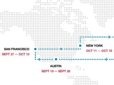 Planes, Dates and Locations circles dots editorial gray