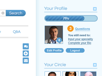Profile Widget V2 blue loading bar ui ux widget