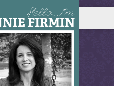 Connie Firmin author green pattern purple script type typography web white