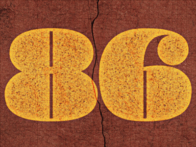 1986 1986 86 brown grunge lost type co op numbers pompadour studio ace of spade textured typography vintage worn yellow