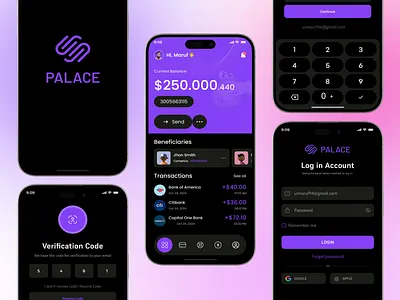 PALACE - Mobile App Design For Wallet app design banking dark design finance mobile app personal banking ui uibulbul wallet