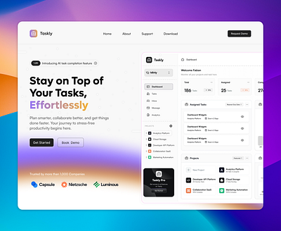 💼 Taskly Hero - V5 design landing page product design ui uiux web