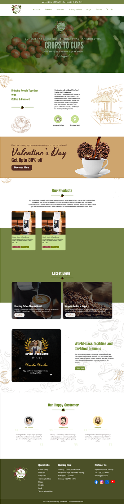 UI design of Baari- Nepali Premium Coffee branding cafe coffee ui