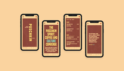 Cafe Pushkin Mobile Designs 🍷✨ cafedesign colors designinspiration lilaquadrat menudesign minimaldesign mobiledesign mobilefirst mobileui moderndesign patterndesign typography ui userexperience userinterface ux vintage visualdesign