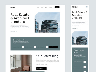 Real.S - Real Estate Mobile and Website Design. appdesign design fawaz figma graphic design landing page minimal mobiledesign popular realestate ui uiux uiuxdesign web design