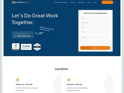 Contact Us page for Searchmax Website ui ux web design