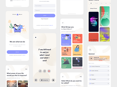 Affirmation App - Positivity - Mindful Growth - App UI Design affirmationapp android androidappdesign animation appdesign dailypositivity design flutter graphic design logo mindfulness mobiledesign motivation personalgrowth positivethinking selfcare ui uiux uiuxdesign wellnessapp