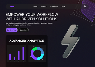 Dark theme – SaaS website hero section ai branding dark theme design figma graphic design saas ui ui ux ux