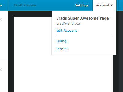 Account Dropdown account dropdown landr list logout ui