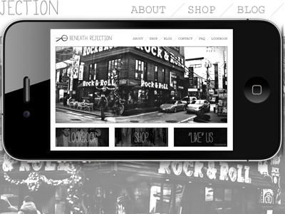 Beneath Rejection Homepage awaken awaken company awaken design awaken design company bigcartel black grid hand drawn type homepage minimal online shop simple vintage white