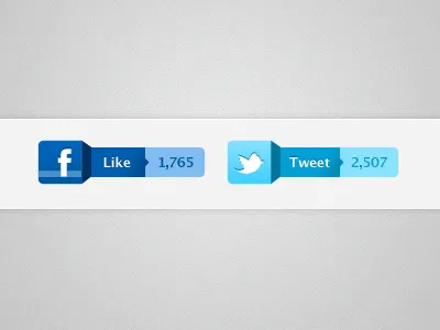 Like & Tweet buttons facebook like tweet twitter twitter bird ui