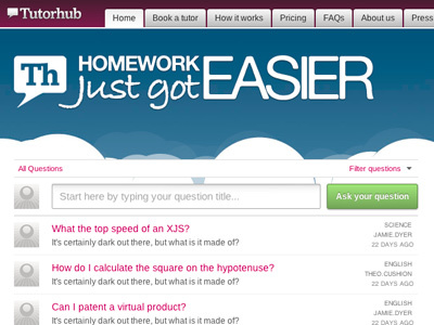 Tutorhub Front Page