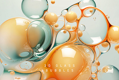 3D glass bubbles 3d abstract art background branding bubbles design glass glossy graphic design illustration liquid object oil organic shape water