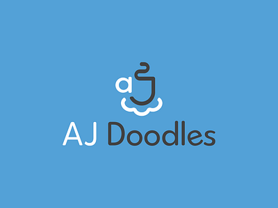 AJ Doodles Logo art blue branding coffee cup creative custom design doodles logo modern simple