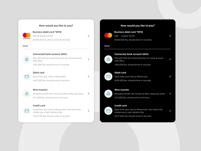 Payment Options UI – Seamless & Transparent Transactions appdesign bankingui branding checkoutdesign cryptoapp darkmodeui designinspiration dribbble figma financialtechnology fintechdesign minimaldesign mobileappdesign moneytransfer paymentui ui uitrends uiuxdesign userexperience uxresearch