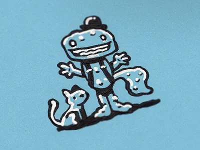 Kenny & Sal black white bowler hat cat doodle ink monster pen sketch