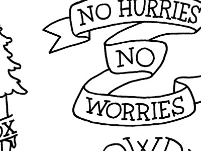 SK Flash lettering no hurries no worries tattoo