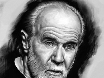 George Carlin charcoal corel painter illustration pencils