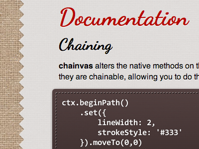 chainvas: code samples (with pure CSS!)