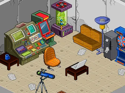 Hacker's Hideout game games isometric pixel art