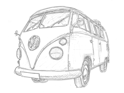 VW Campervan Split Screen illustration sketch vw campervan