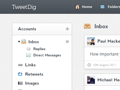 TweetDig - Account Sidebar admin icons sidebar