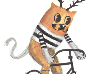 Cantler bicycle bike cat mustache poster sketch